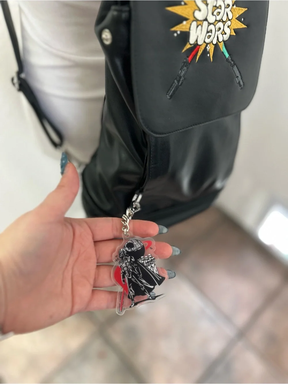 Disney Star Wars Black Backpack with Colorful Lightsaber Graphic